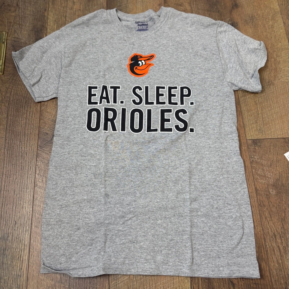 Gildan T-Shirt Kids Small Gray Baltimore Orioles Eat Sleep Orioles